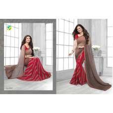 Red With Grey Stylish Indian Saree
