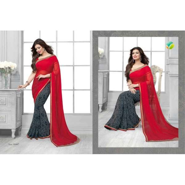 16447 Red With Black Vinay Sheesha Star Walk Saree