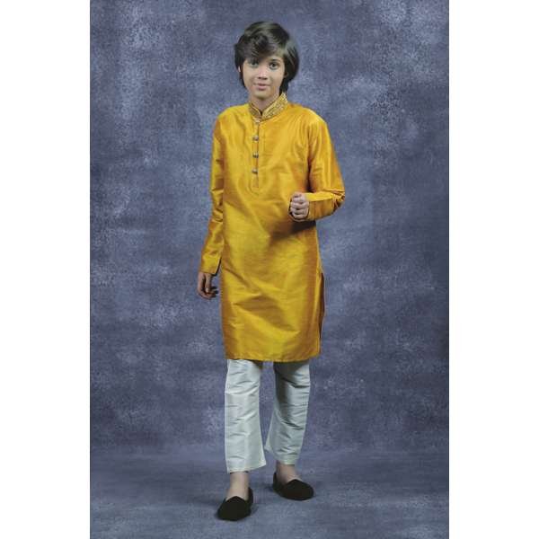Yellow Kids Kurta Pajama Indian Boys Wedding Suit