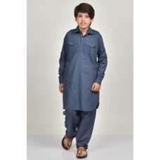 Blue Teen Boys Side Pockets Shalwar Kameez
