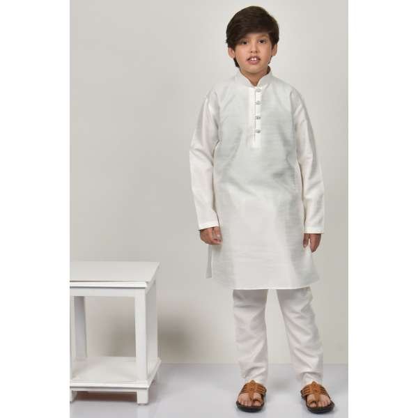 White Indian Pakistani Boys Eid Kurta Pajama