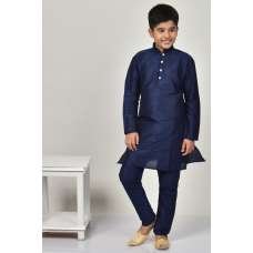 Navy Blue Traditional Boys Kurta Pajama