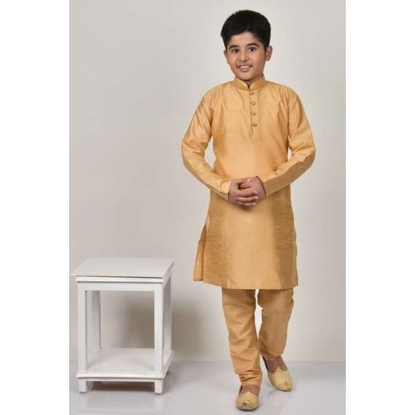 Boys Beige Wedding Kurta Pajama Set