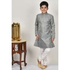 Grey Embroidered Designer Party Wear Boys Kurta Pajama Grey Embroidered Designer Party Wear Boys Kurta Pajama