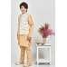 Gold Jamawar Fancy Party Wear Waistcoat For Boys