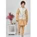Gold Jamawar Fancy Party Wear Waistcoat For Boys