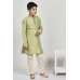 Pista Green Embroidered Wedding Kids Kurta Pajama