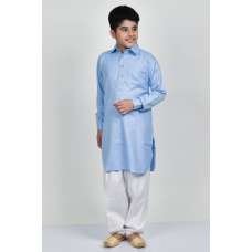 Sky blue & White Party Wear Boys Shalwar Kameez