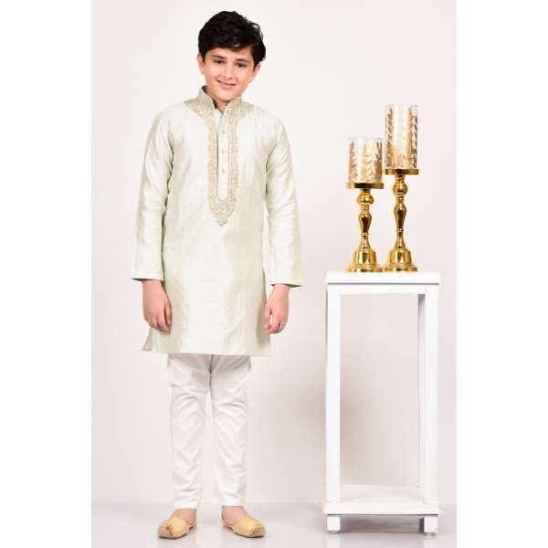 Moss Green Embroidered Boys Eid Kurta Pajama