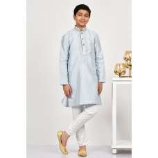 Steel Grey Boys Embroidered Kurta Pajama