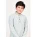 Light Grey White Stitched Boys Kurta Pajama Set