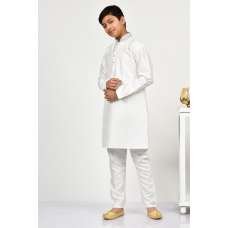 White Punjabi Boys Kurta Pajama Suit