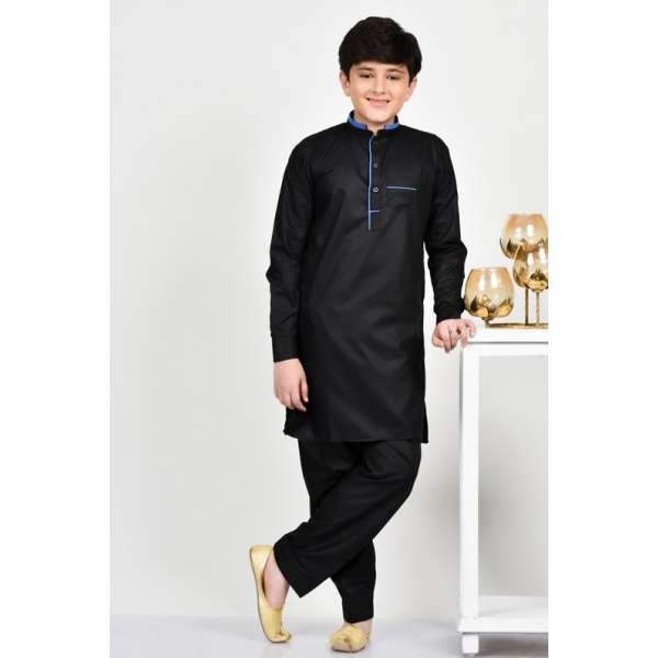 Black Readymade Designer Kurta Shalwar for Boys
