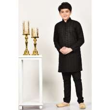 Jet Black Pakistani Boys Kurta Pajama Set