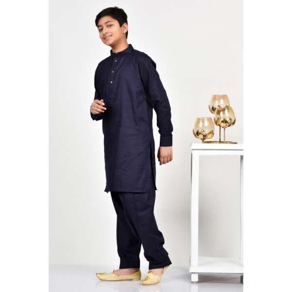 Navy Blue Boys Casual Kurta Shalwar 