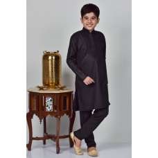 Black Traditional Boys Desi Kurta Pajama