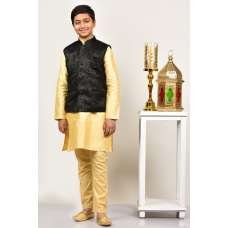 Black Brocade Boys Fancy Waistcoat