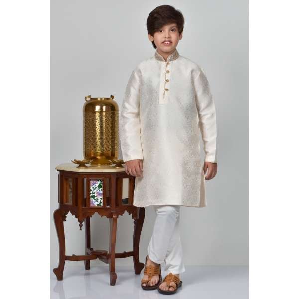 Cream Indian Boys Wedding Kurta Pajama
