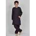 Black Embroidered Casual Pathan Boys Kurta Salwar