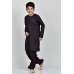 Black Embroidered Casual Pathan Boys Kurta Salwar