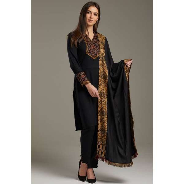 Black Warm Kurta Style Winter Dress