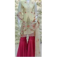 CREAM READYMADE PAKISTANI PREMIUM CHIFFON SUIT