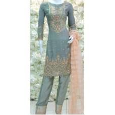 ZAS-SH-2 Grey Peach Readymade Chiffon Pakistani suit 