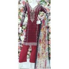 Red Pakistani Designer Printed Lawn Salwar Suit