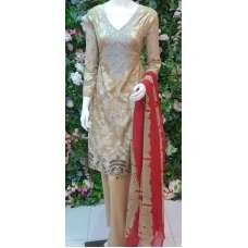 SUNLIGHT BEIGE PEPLUM INDIAN PAKISTANI READYMADE LAWN SUIT
