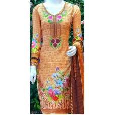 SAFFRON PEACH READYMADE PAKISTANI PRINTED LAWN SUIT