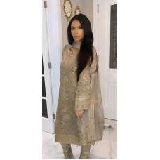 Gold Pakistani Designer Suit Embellished Party Dress