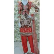 Coral Grey Pakistani Lawn Readymade Suit 