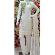 White Chiffon Pakistani Party Readymade Suit