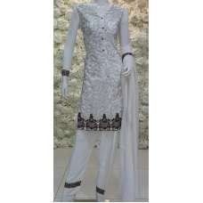 WHITE EMBROIDERED PAKISTANI READYMADE SALWAR KAMEEZ