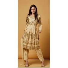 Gold Frock Salwar Suit Readymade Pakistani Wedding Dress