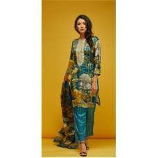 Teal Blue Printed Silk Ethnic Salwar Kameez Teal Blue Printed Silk Ethnic Salwar Kameez