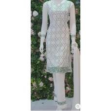White Linen Pakistani Suit Readymade Design Salwar Online