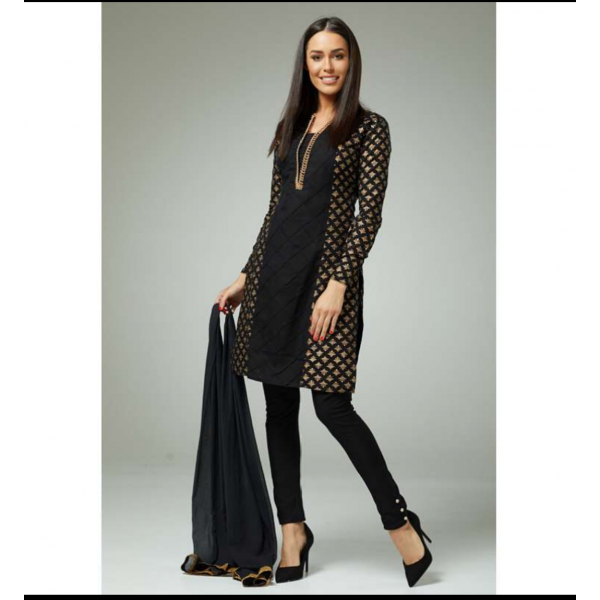 BLACK TRENDY READY TO WEAR CHURIDAR SUIT