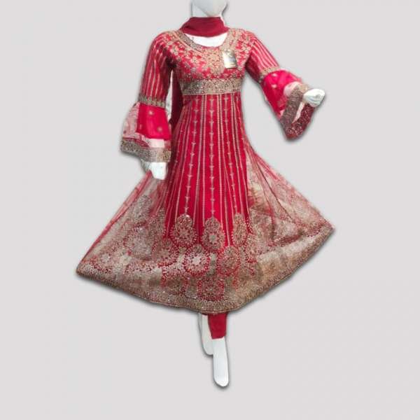 Red Party Suit Pakistani Readymade Frock