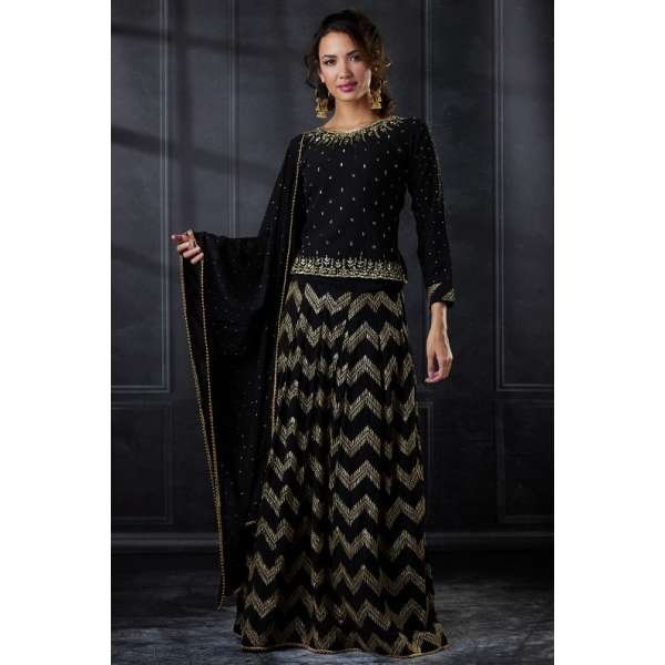 Black Embroidered Lehenga Choli Pakistani Wedding Dress