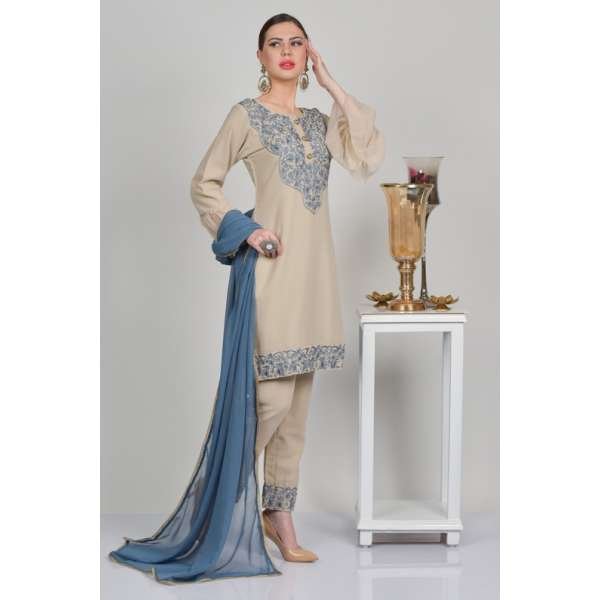 Beige Designer Salwar Kameez Indian Suit