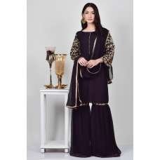 Black Georgette Gharara Designer Readymade Dress