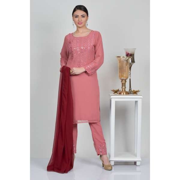 Hot Pink Fashion Designer Readymade Suit