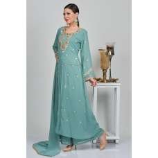 Dark Mint Front Slit Kameez Readymade Suit