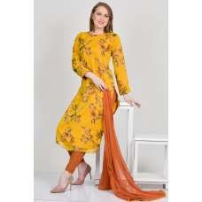 Yellow & Orange Printed Summer Casual Suit Yellow & Orange Printed Summer Casual Suit