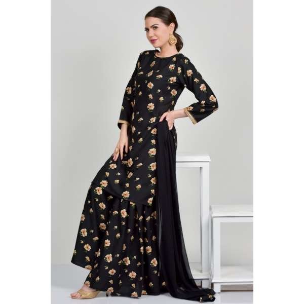 Black Wedding Wear Designer Gharara Suit