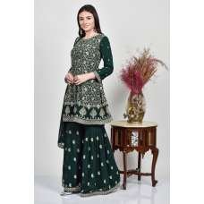 Dark Green Party Gharara Pakistani Designer Readymade Suit
