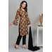Brown & Black Crepe Printed Readymade Salwar Suit