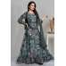Charcoal Grey Printed Long Dress Party Wear Gown Charcoal Grey Printed Long Dress Party Wear Gown
