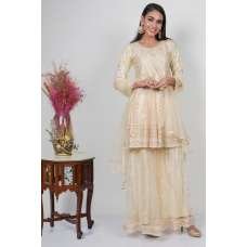 Cream Embroidered Ethnic Gharara Wedding Dress